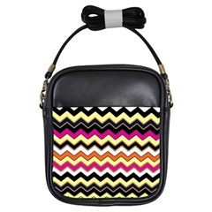 Colorful Chevron Pattern Stripes Girls Sling Bags by Nexatart