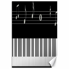 Piano Keyboard With Notes Vector Canvas 12  X 18   by Nexatart