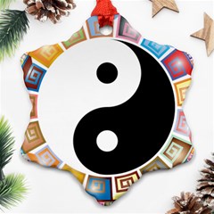 Yin Yang Eastern Asian Philosophy Snowflake Ornament (two Sides) by Nexatart