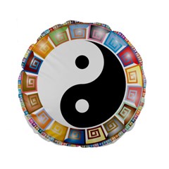 Yin Yang Eastern Asian Philosophy Standard 15  Premium Flano Round Cushions by Nexatart