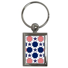 Patriotic Symbolic Red White Blue Key Chains (rectangle)  by Nexatart