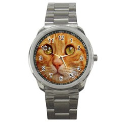 Cat Red Cute Mackerel Tiger Sweet Sport Metal Watch by Nexatart