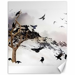 Birds Crows Black Ravens Wing Canvas 11  X 14   by Amaryn4rt