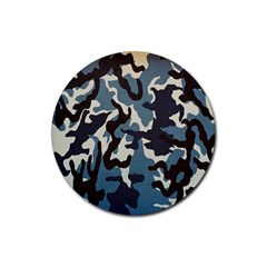 Blue Water Camouflage Rubber Round Coaster (4 Pack)  by Nexatart