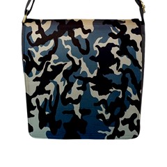 Blue Water Camouflage Flap Messenger Bag (l)  by Nexatart