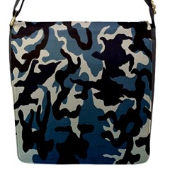 Blue Water Camouflage Flap Messenger Bag (s) by Nexatart