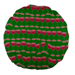 Wine Red Champagne Glass Red Wine Large 18  Premium Flano Round Cushions by Nexatart