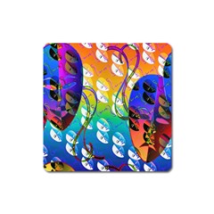 Abstract Mask Artwork Digital Art Square Magnet by Nexatart