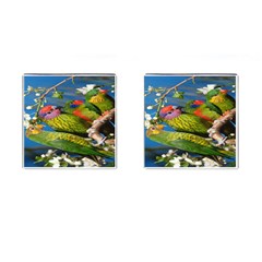 Beautifull Parrots Bird Cufflinks (square) by Nexatart