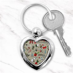 Christmas Xmas Pattern Key Chains (heart)  by Nexatart