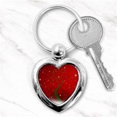 Christmas Modern Day Snow Star Red Key Chains (heart)  by Nexatart