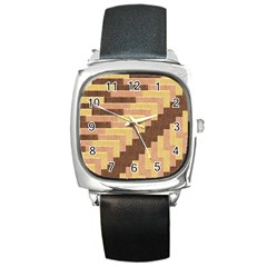 Fabric Textile Tiered Fashion Square Metal Watch by Nexatart