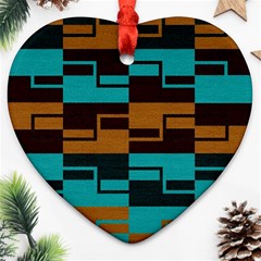 Fabric Textile Texture Gold Aqua Ornament (heart) by Nexatart