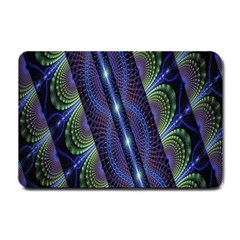 Fractal Blue Lines Colorful Small Doormat 