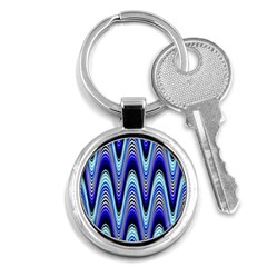 Waves Wavy Blue Pale Cobalt Navy Key Chains (round)  by Nexatart