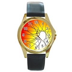 Spirituality Man Origin Lines Round Gold Metal Watch by Amaryn4rt