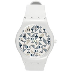 Geometric Triangle Modern Mosaic Round Plastic Sport Watch (m) by Amaryn4rt