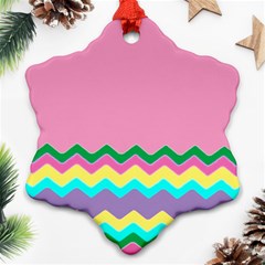 Easter Chevron Pattern Stripes Snowflake Ornament (two Sides) by Amaryn4rt