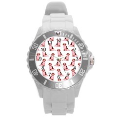 Dog Animal Pattern Round Plastic Sport Watch (l) by Amaryn4rt