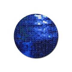 Blue Sequins Rubber Coaster (round)  by boho