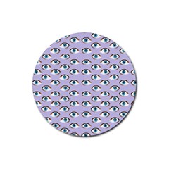 Purple Eyeballs Rubber Coaster (round)  by boho