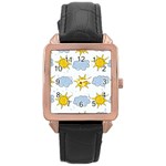 Sunshine Tech White Rose Gold Leather Watch  Front