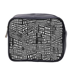 Recursive Subdivision Between 5 Source Lines Screen Black Mini Toiletries Bag 2-side