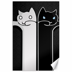 Texture Cats Black White Canvas 24  X 36  by Simbadda