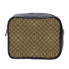 Wooden Ornamented Pattern Mini Toiletries Bag 2-side