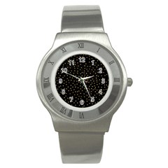 Grunge Retro Pattern Black Triangles Stainless Steel Watch by Simbadda