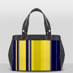 Yellow Blue Background Stripes Office Handbags (2 Sides)  by Simbadda