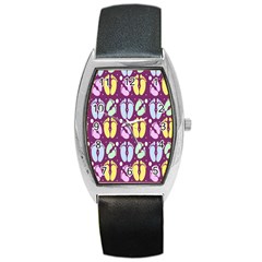 Baby Feet Patterned Backing Paper Pattern Barrel Style Metal Watch by Simbadda