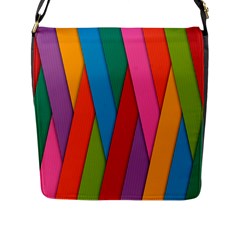 Colorful Lines Pattern Flap Messenger Bag (l)  by Simbadda