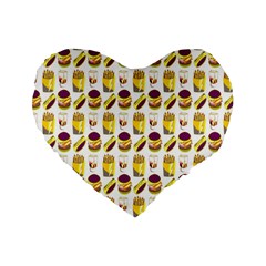 Hamburger And Fries Standard 16  Premium Heart Shape Cushions