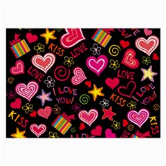 Love Hearts Sweet Vector Large Glasses Cloth by Simbadda