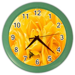 Yellow Neon Flowers Color Wall Clocks by Simbadda