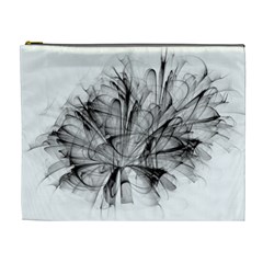 Fractal Black Flower Cosmetic Bag (xl)