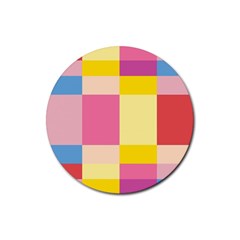 Colorful Squares Background Rubber Round Coaster (4 Pack)  by Simbadda