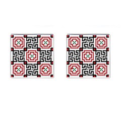 Vintage Style Seamless Black, White And Red Tile Pattern Wallpaper Background Cufflinks (square) by Simbadda