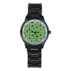 St  Patrick s Day Pattern Stainless Steel Round Watch by Valentinaart