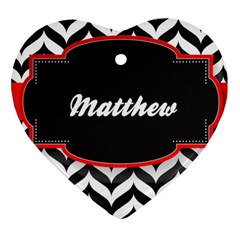 Pattern Black 1 Ornament (heart) by strawberrymilkstore8