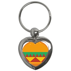 Burger Bread Food Cheese Vegetable Key Chains (heart)  by Simbadda