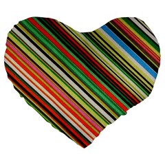 Colorful Stripe Background Large 19  Premium Heart Shape Cushions