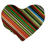 Colorful Stripe Background Large 19  Premium Heart Shape Cushions Back