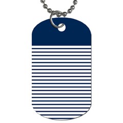 Horizontal Stripes Blue White Line Dog Tag (one Side) by Mariart