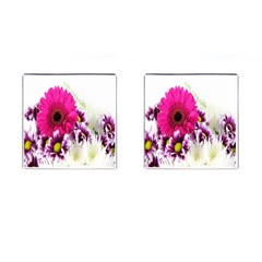 Pink Purple And White Flower Bouquet Cufflinks (square) by Simbadda