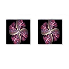 Pink And Cream Fractal Image Of Flower With Kisses Cufflinks (square) by Simbadda