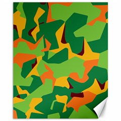 Initial Camouflage Green Orange Yellow Canvas 11  X 14   by Mariart