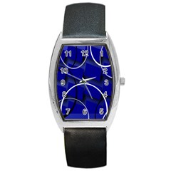 Blue Abstract Pattern Rings Abstract Barrel Style Metal Watch by Nexatart