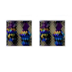 Background Of Blue Gold Brown Tan Purple Diamonds Cufflinks (square) by Nexatart